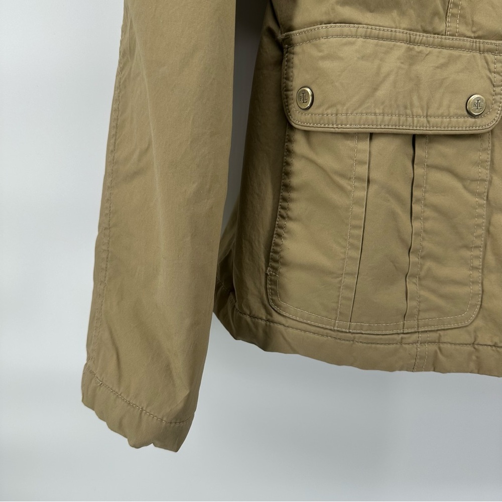 Lauren Ralph Lauren Waxed Field Jacket Faux Shearling Trim Utility equestrian - Picture 5 of 9